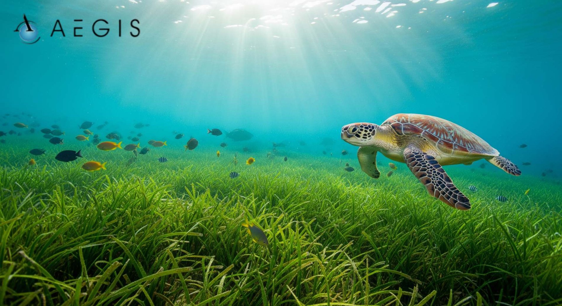 turtle over seagrass Turtle over seagrass